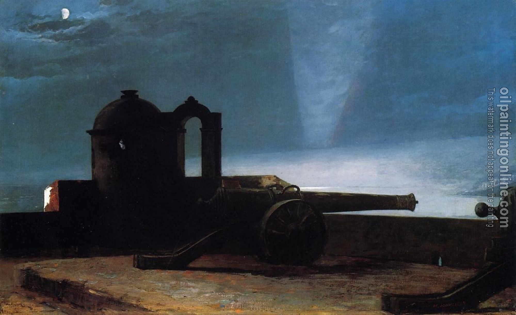 Homer, Winslow - Searchlight on Harbor Entrance, Santiago de Cuba